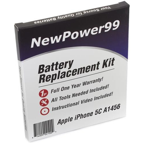 Apple iPhone 5C A1456 Battery Replacement Kit with Tools, Video Instructions, Extended Life Battery and Full One Year Warranty - NewPower99 CANADA