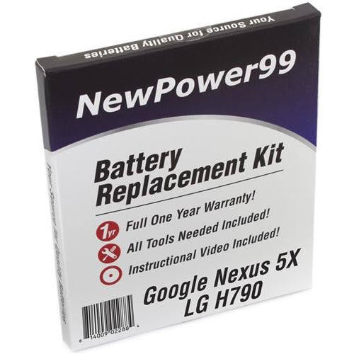 Google Nexus 5X LG H790 Battery Replacement Kit with Tools, Video Instructions, Extended Life Battery and Full One Year Warranty - NewPower99 CANADA