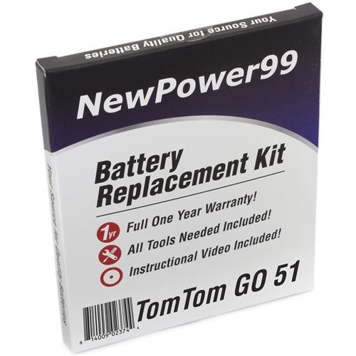 TomTom GO 51 Battery Replacement Kit with Tools, Video Instructions, Extended Life Battery and Full One Year Warranty - NewPower99 CANADA