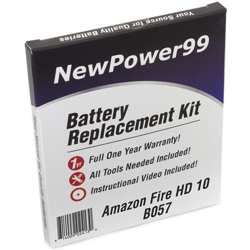 Amazon Fire HD 10 B057 Battery Replacement Kit with Tools, Video Instructions, Extended Life Battery and Full One Year Warranty - NewPower99 CANADA