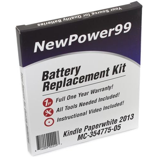 Amazon Kindle Paperwhite 2013 MC-354775-05 Battery Replacement Kit with Tools, Video Instructions, Extended Life Battery and Full One Year Warranty - NewPower99 CANADA