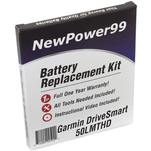 Garmin DriveSmart 50 LMTHD Battery Replacement Kit with Tools, Video Instructions, Extended Life Battery and Full One Year Warranty - NewPower99 CANADA