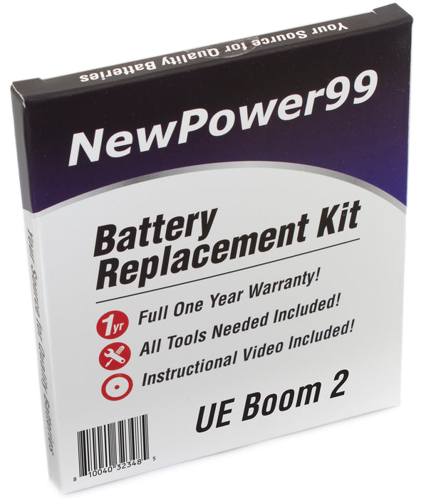 UE BOOM 2 Battery Replacement Kit with Tools, Video Instructions, Extended Life Battery and Full One Year Warranty