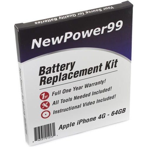 Apple iPhone 4G -64GB Battery Replacement Kit with Tools, Video Instructions, Extended Life Battery and Full One Year Warranty - NewPower99 CANADA