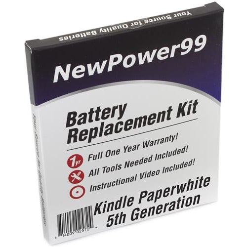 Amazon Kindle Paperwhite 5th Generation Battery Replacement Kit with Tools, Video Instructions, Extended Life Battery and Full One Year Warranty - NewPower99 CANADA