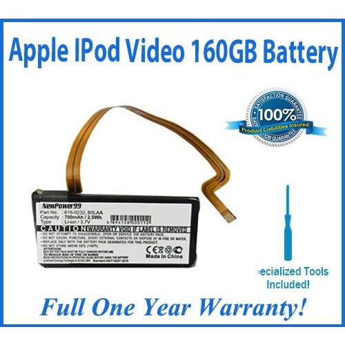 Apple iPod Video 160GB Battery Replacement Kit with Special Installation Tools and Extended Life Battery and Full One Year Warranty - NewPower99 CANADA