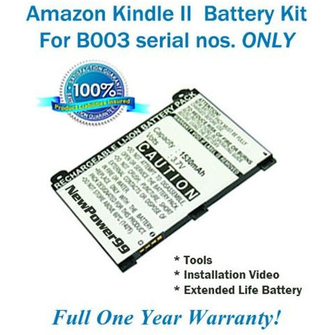 Amazon Kindle 2 - B003 Battery Replacement Kit with Tools, Video Instructions, Extended Life Battery and Full One Year Warranty - NewPower99 CANADA