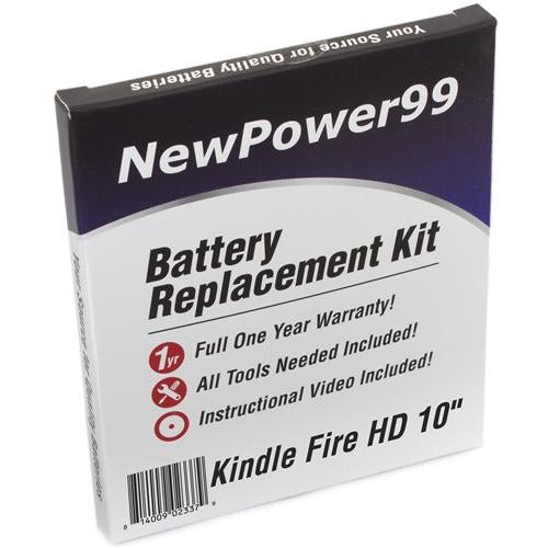 Kindle Fire HD 10" Battery Replacement Kit with Tools, Video Instructions, Extended Life Battery and Full One Year Warranty - NewPower99 CANADA