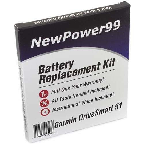 Garmin DriveSmart 51 Battery Replacement Kit with Tools, Video Instructions, Extended Life Battery and Full One Year Warranty - NewPower99 CANADA
