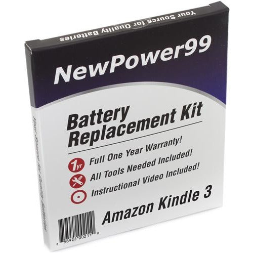 Amazon Kindle 3 Battery Replacement Kit with Tools, Video Instructions, Extended Life Battery and Full One Year Warranty - NewPower99 CANADA