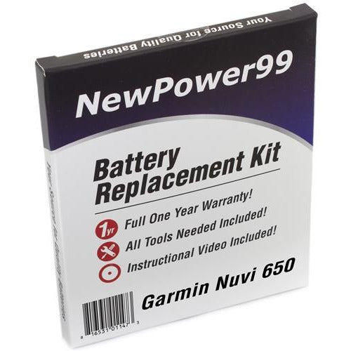 Garmin Nuvi 650 Battery Replacement Kit with Tools, Video Instructions, Extended Life Battery and Full One Year Warranty - NewPower99 CANADA