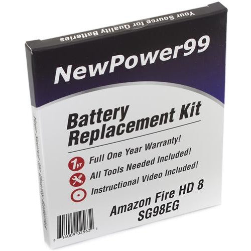Amazon Fire HD 8 SG98EG Battery Replacement Kit with Tools, Video Instructions, Extended Life Battery and Full One Year Warranty - NewPower99 CANADA