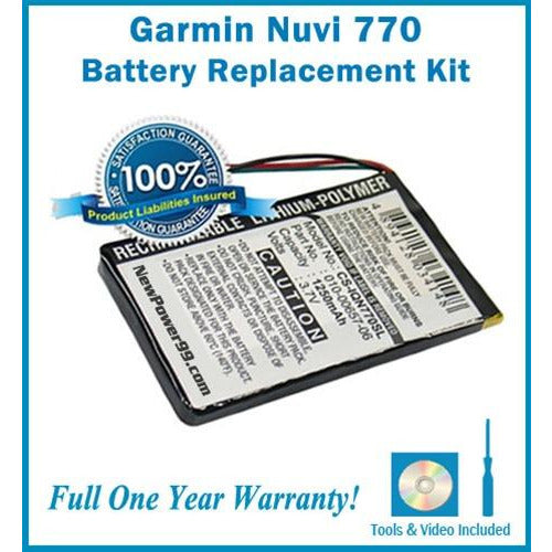 Garmin Nuvi 770 Battery Replacement Kit with Tools, Video Instructions, Extended Life Battery and Full One Year Warranty - NewPower99 CANADA