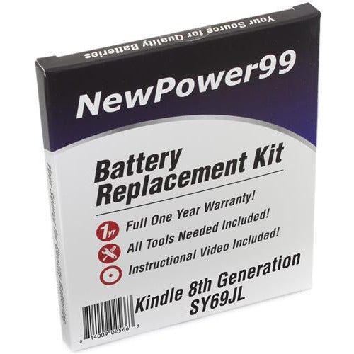 Amazon Kindle 8 SY69JL Battery Replacement Kit with Tools, Video Instructions, Extended Life Battery and Full One Year Warranty - NewPower99 CANADA