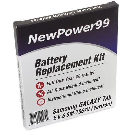 Samsung GALAXY Tab E 9.6 SM-T567V Battery Replacement Kit with Tools, Video Instructions, Extended Life Battery and Full One Year Warranty - NewPower99 CANADA