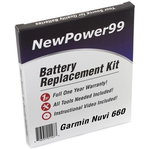 Garmin Nuvi 660 Battery Replacement Kit with Tools, Video Instructions, Extended Life Battery and Full One Year Warranty - NewPower99 CANADA