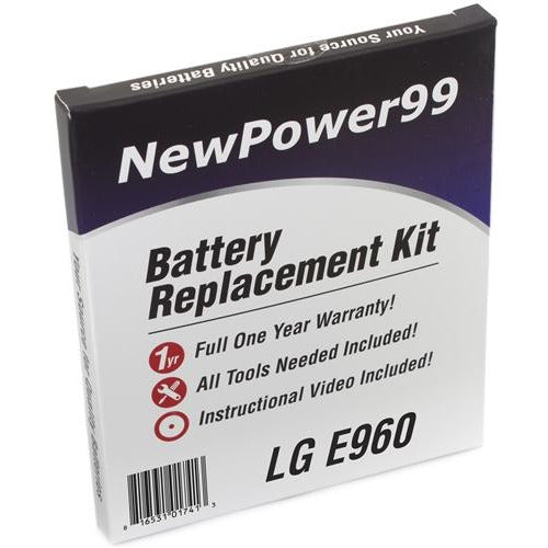 LG E960 Battery Replacement Kit with Tools, Video Instructions, Extended Life Battery and Full One Year Warranty - NewPower99 CANADA
