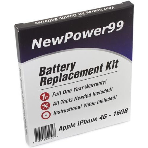 Apple iPhone 4G -16GB Battery Replacement Kit with Tools, Video Instructions, Extended Life Battery and Full One Year Warranty - NewPower99 CANADA