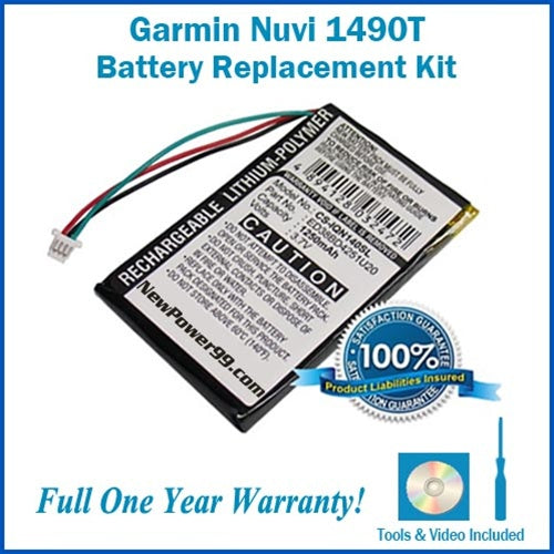 Garmin Nuvi 1490T Battery Replacement Kit with Tools, Video Instructions, Extended Life Battery and Full One Year Warranty - NewPower99 CANADA