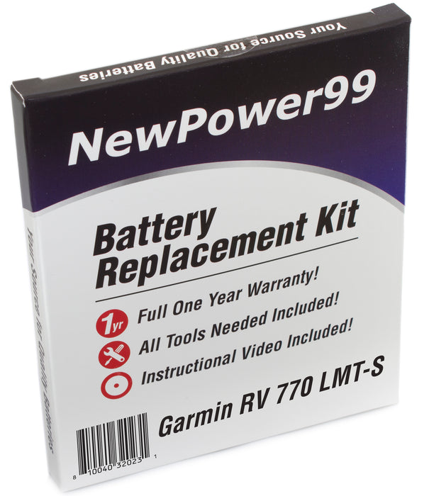 Garmin RV 770 LMT-S Battery Replacement Kit with Tools, Video Instructions, Extended Life Battery and Full One Year Warranty