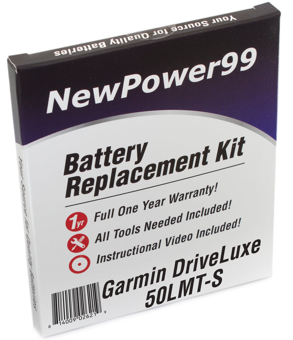 Garmin DriveLuxe 50LMT-S Battery Replacement Kit with Tools, Video Instructions and Extended Life Battery