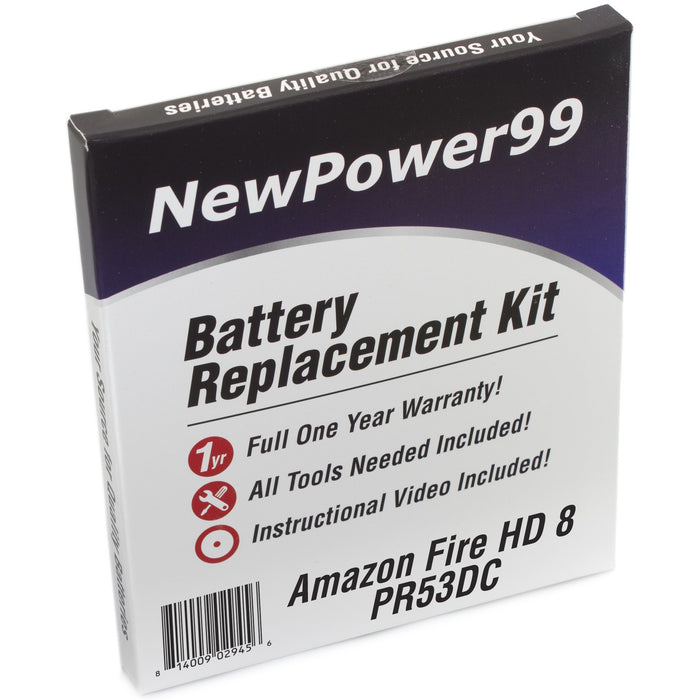 Amazon Fire HD 8 PR53DC Battery Replacement Kit with Tools, Video Instructions, Extended Life Battery, and Full One Year Warranty - NewPower99 CANADA