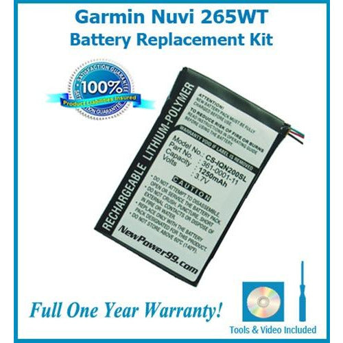 Garmin Nuvi 265WT Battery Replacement Kit with Tools, Video Instructions, Extended Life Battery and Full One Year Warranty - NewPower99 CANADA