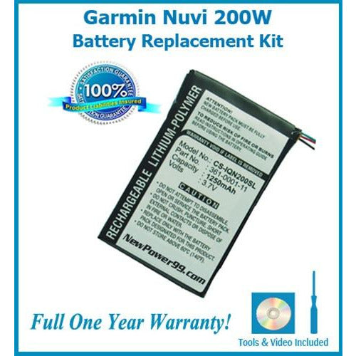 Garmin Nuvi 200w Battery Replacement Kit with Tools, Video Instructions, Extended Life Battery and Full One Year Warranty - NewPower99 CANADA