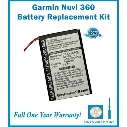 Garmin Nuvi 360 Battery Replacement Kit with Tools, Video Instructions, Extended Life Battery and Full One Year Warranty - NewPower99 CANADA