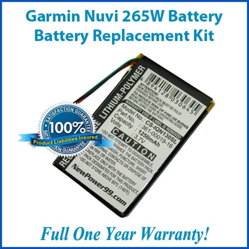 Garmin Nuvi 265W Battery Replacement Kit with Tools, Video Instructions, Extended Life Battery and Full One Year Warranty - NewPower99 CANADA