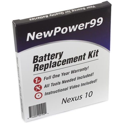 Nexus 10 Battery Replacement Kit with Tools, Video Instructions, Extended Life Battery and Full One Year Warranty - NewPower99 CANADA