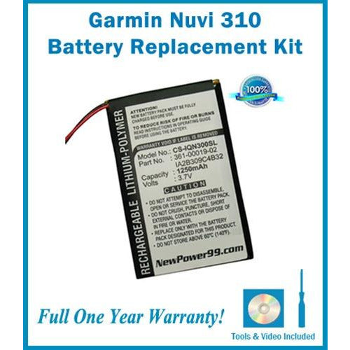Garmin Nuvi 310 Battery Replacement Kit with Tools, Video Instructions, Extended Life Battery and Full One Year Warranty - NewPower99 CANADA