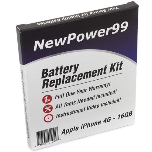 Apple iPhone 4G -16GB Battery Replacement Kit with Tools, Video Instructions, Extended Life Battery and Full One Year Warranty - NewPower99 CANADA