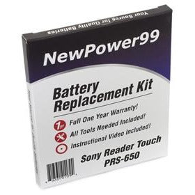 Sony Reader Touch PRS-650 Battery Replacement Kit with Tools, Video Instructions, Extended Life Battery and Full One Year Warranty - NewPower99 CANADA